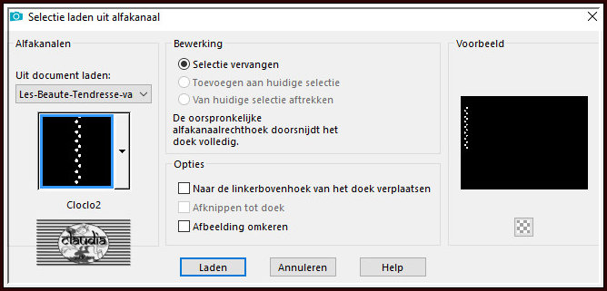 Selecties - Selectie laden/opslaan - Selectie laden uit alfkanaal : Cloclo2