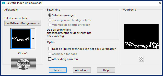 Selecties - Selectie laden/opslaan - Selectie laden uit alfkanaal : Cloclo3