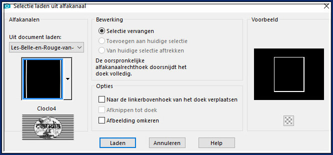 Selecties - Selectie laden/opslaan - Selectie laden uit alfkanaal : Cloclo4