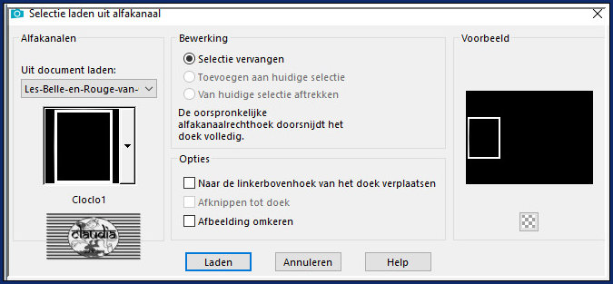 Selecties - Selectie laden/opslaan - Selectie laden uit alfkanaal : Cloclo1