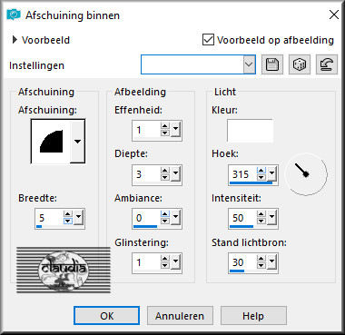 Effecten - 3D-Effecten - Afschuining binnen 