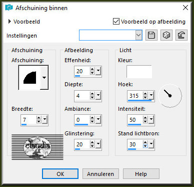 Effecten - 3D-Effecten - Afschuining binnen