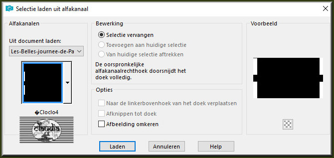 Selecties - Selectie laden/opslaan - Selectie laden uit alfkanaal : ©Cloclo4