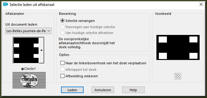 Selecties - Selectie laden/opslaan - Selectie laden uit alfkanaal : ©Cloclo1