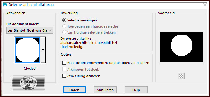 Selecties - Selectie laden/opslaan - Selectie laden uit alfkanaal : Cloclo3