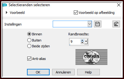 Selecties - Wijzigen - Selectieranden selecteren