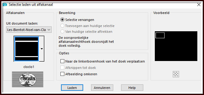 Selecties - Selectie laden/opslaan - Selectie laden uit alfkanaal : cloclo1