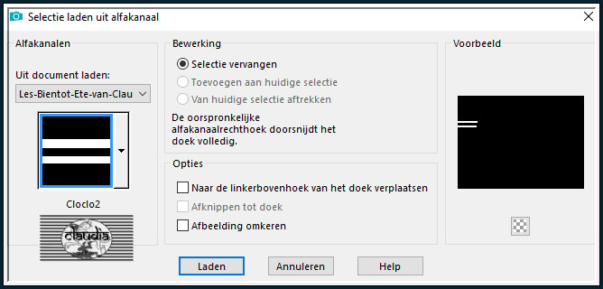 Selecties - Selectie laden/opslaan - Selectie laden uit alfkanaal : Cloclo2