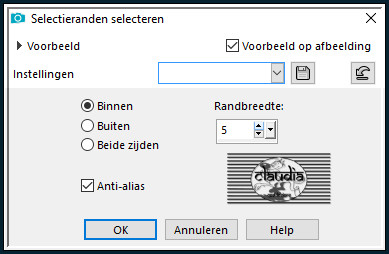 Selecties - Wijzigen - Selectieranden selecteren