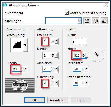 Effecten - 3D-Effecten - Afschuining binnen