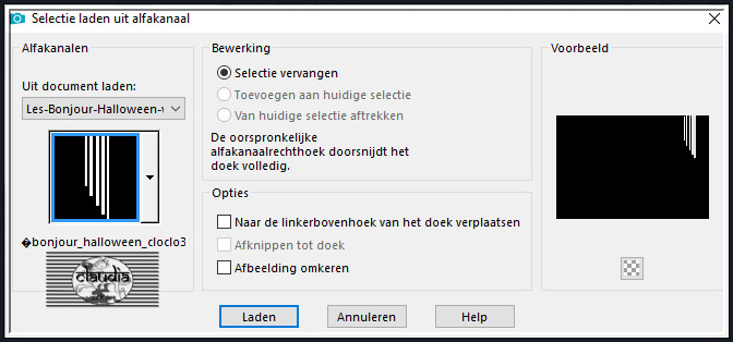 Selecties - Selectie laden/opslaan - Selectie laden uit alfkanaal : @bonjour_halloween_cloclo3