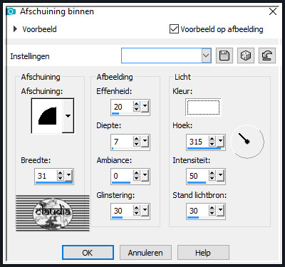 Effecten - 3D-Effecten - Afschuining binnen