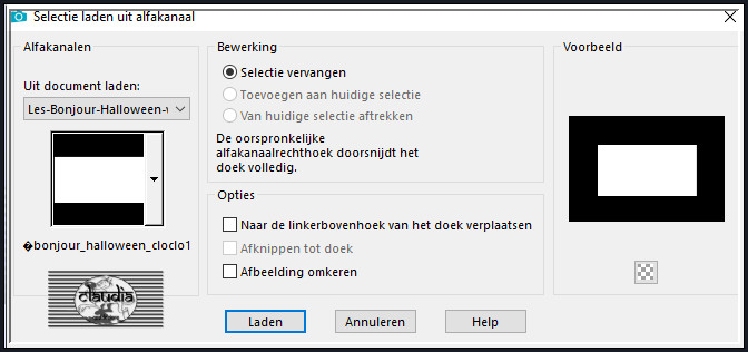 Selecties - Selectie laden/opslaan - Selectie laden uit alfkanaal : @bonjour_halloween_cloclo1