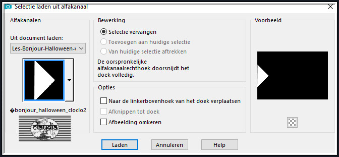 Selecties - Selectie laden/opslaan - Selectie laden uit alfkanaal : @bonjour_halloween_cloclo2