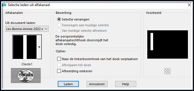 Selecties - Selectie laden/opslaan - Selectie laden uit alfkanaal : Cloclo1