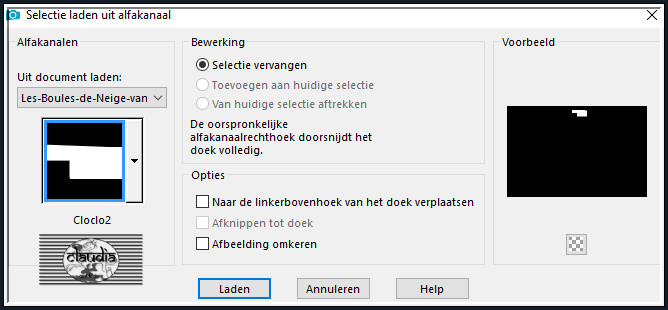 Selecties - Selectie laden/opslaan - Selectie laden uit alfkanaal : cloclo2