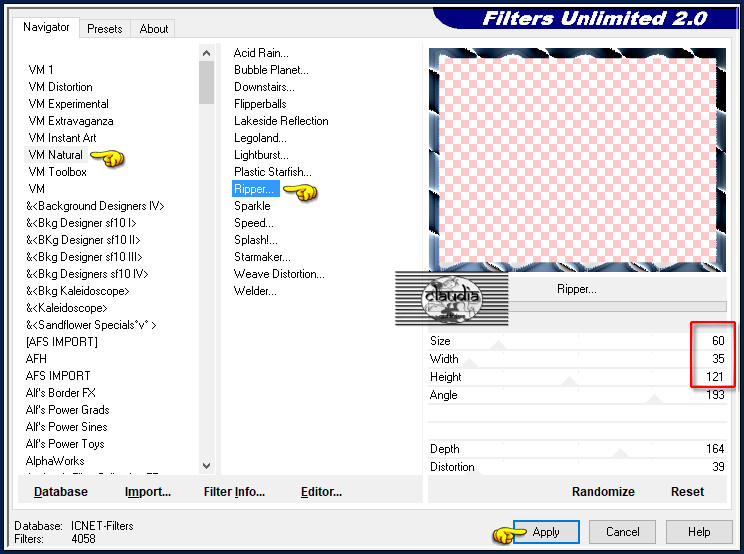 Effecten - Insteekfilters - <I.C.NET Software> - Filters Unlimited 2.0 - VM Natural - Ripper