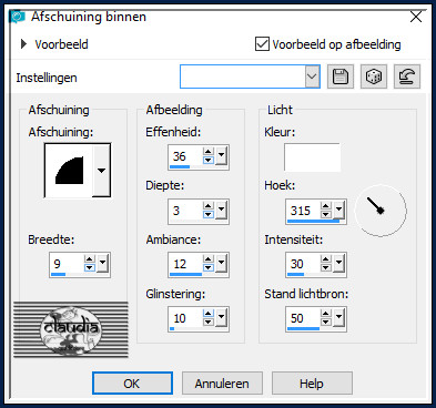 Effecten - 3D-Effecten - Afschuining binnen