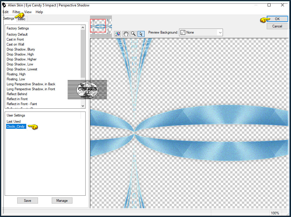 Effecten - Insteekfilters - Alien Skin Eye Candy 5 : Impact - Perspective Shadow