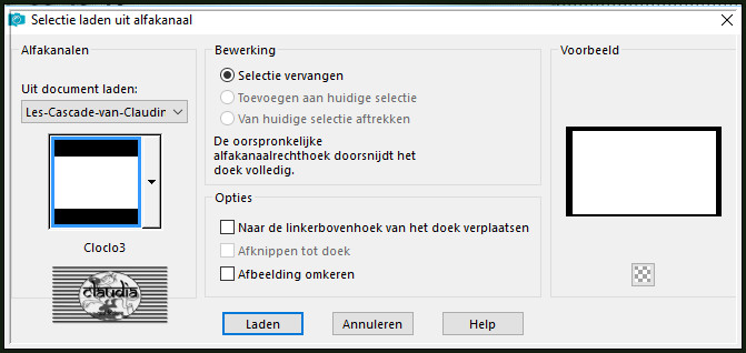 Selecties - Selectie laden/opslaan - Selectie laden uit alfakanaal : Cloclo3