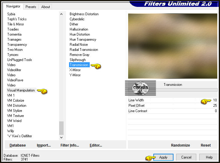 Effecten - Insteekfilters - <I.C.NET Software> - Filters Unlimited 2.0 - Visual Manipulation - Transmission