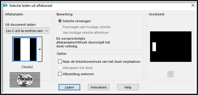 Selecties - Selectie laden/opslaan - Selectie laden uit alfkanaal : Cloclo2