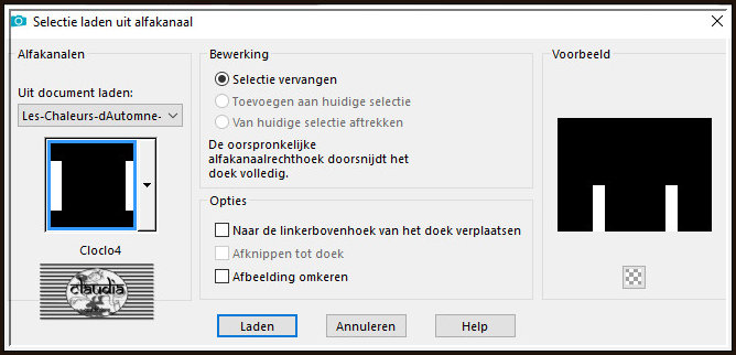 Selecties - Selectie laden/opslaan - Selectie laden uit alfkanaal : Cloclo4