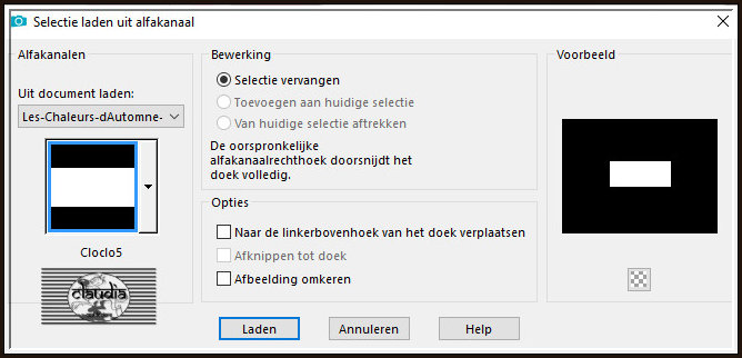 Selecties - Selectie laden/opslaan - Selectie laden uit alfkanaal : Cloclo5