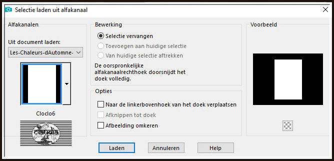 Selecties - Selectie laden/opslaan - Selectie laden uit alfkanaal : Cloclo6