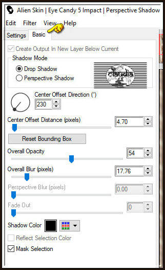 Effecten - Insteekfilters - Alien Skin Eye Candy 5 : Impact - Perspective Shadow