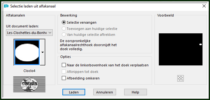 Selecties - Selectie laden/opslaan - Selectie laden uit alfkanaal : Cloclo4