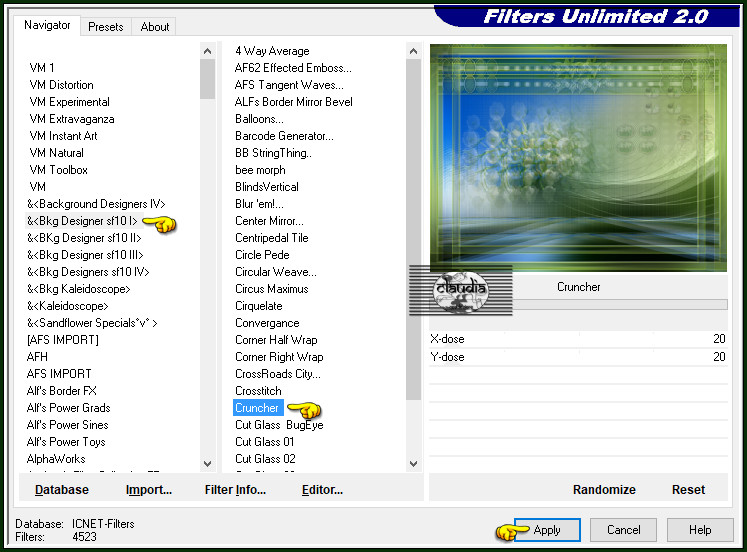 Effecten - Insteekfilters - <I.C.NET Software> - Filters Unlimited 2.0 - &<Bkg Designer sf10 I> - Cruncher