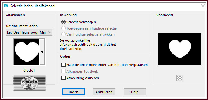 Selecties - Selectie laden/opslaan - Selectie laden uit alfkanaal : Cloclo1