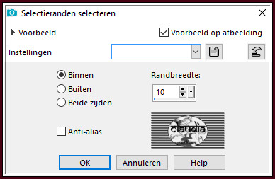 Selecties - Wijzigen - Selectieranden selecteren