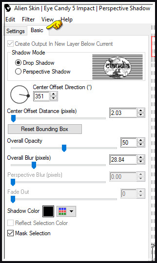 Effecten - Insteekfilters - Alien Skin Eye Candy 5 : Impact - Perspective Shadow