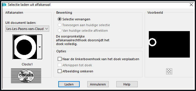 Selecties - Selectie laden/opslaan - Selectie laden uit alfkanaal : Cloclo1