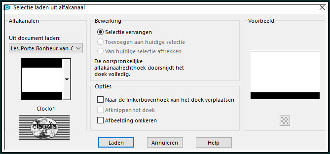 Selecties - Selectie laden/opslaan - Selectie laden uit alfkanaal : Cloclo1