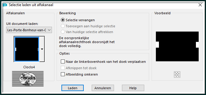 Selecties - Selectie laden/opslaan - Selectie laden uit alfkanaal : Cloclo4