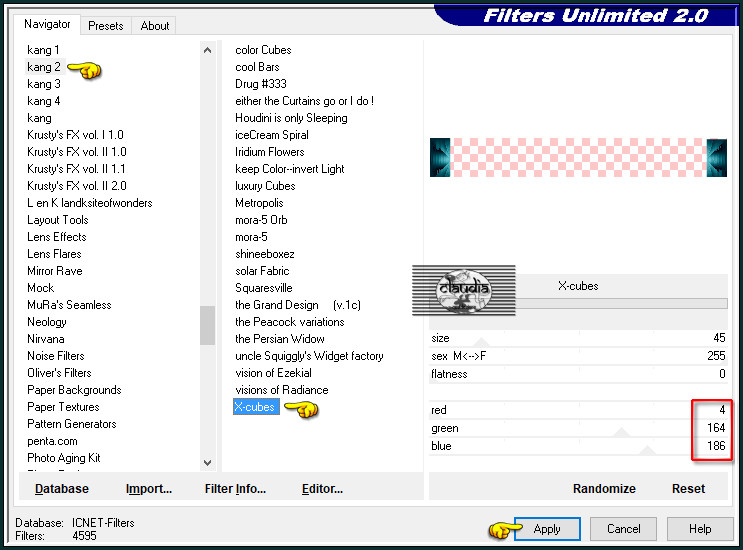 Effecten - Insteekfilters - <I.C.NET Software> - Filters Unlimited 2.0 - kang 2 - X-cubes