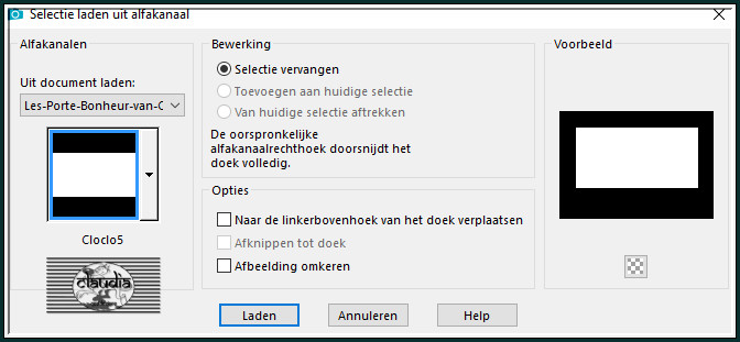 Selecties - Selectie laden/opslaan - Selectie laden uit alfkanaal : Cloclo5