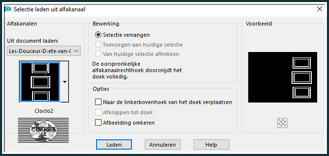 Selecties - Selectie laden/opslaan - Selectie laden uit alfkanaal : Cloclo2