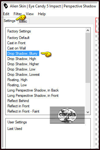 Effecten - Insteekfilters - Alien Skin Eye Candy 5 : Impact - Perspective Shadow :