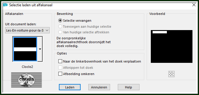 Selecties - Selectie laden/opslaan - Selectie laden uit alfkanaal : Cloclo2