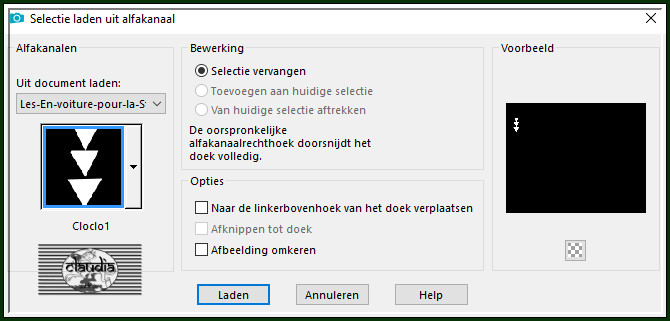 Selecties - Selectie laden/opslaan - Selectie laden uit alfkanaal : Cloclo1