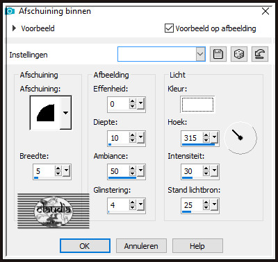 Effecten - 3D-Effecten - Afschuining binnen