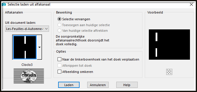 Selecties - Selectie laden/opslaan - Selectie laden uit alfkanaal : Cloclo3