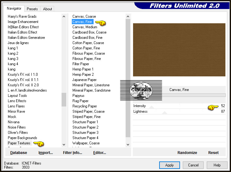 Effecten - Insteekfilters - <I.C.NET Software> - Filters Unlimited 2.0 - Paper Textures - Canvas, Fine