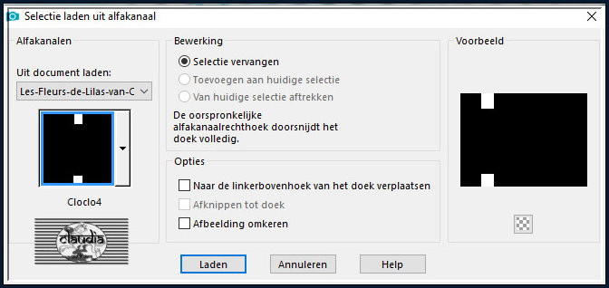 Selecties - Selectie laden/opslaan - Selectie laden uit alfkanaal : Cloclo4