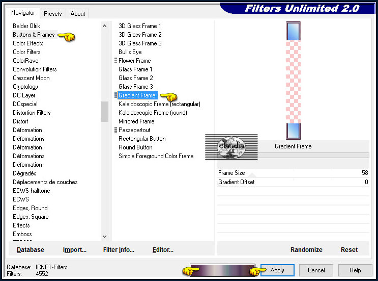 Effecten - Insteekfilters - <I.C.NET Software> - Filters Unlimited 2.0 - Buttons & Frames - Gradient Frame