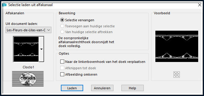 Selecties - Selectie laden/opslaan - Selectie laden uit alfkanaal : Cloclo1